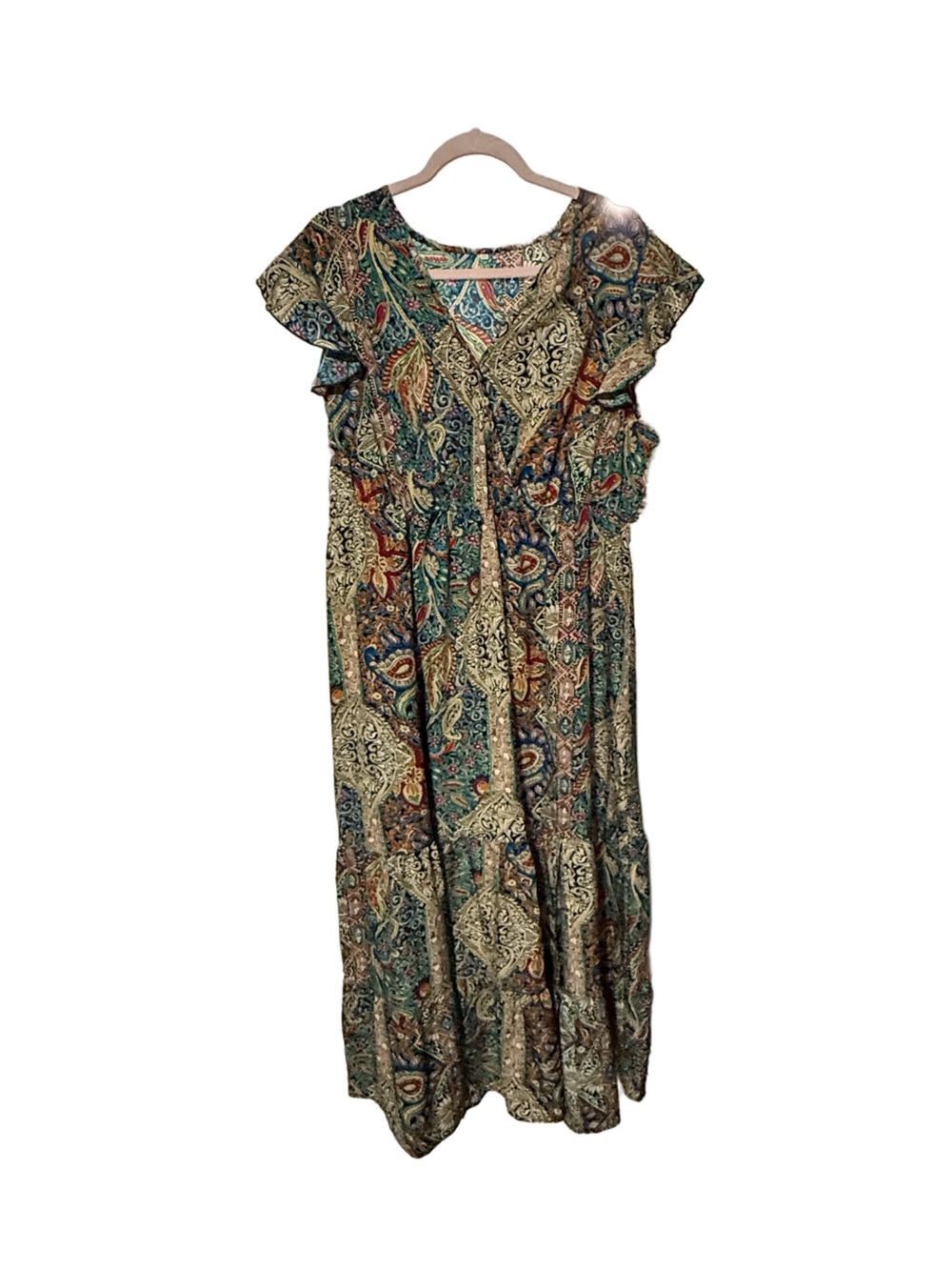 NWT Floral Paisley Maxi Dress in Multi-Color size 2X more like a XL 🌸BRB SL 5 - Picture 2 of 6